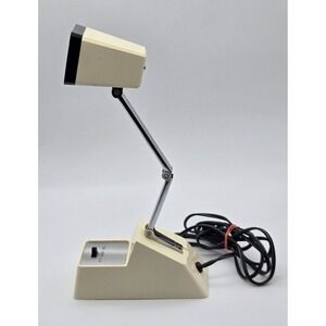 Folding Pyramid Desk Lamp Beige 60s Vintage MCM Adjustable Swing Arm Works